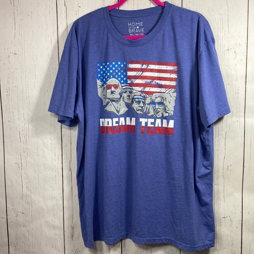 Home Of The Brave Dream Team Mens Mt Rushmore Graphic Short Sleeve Tee